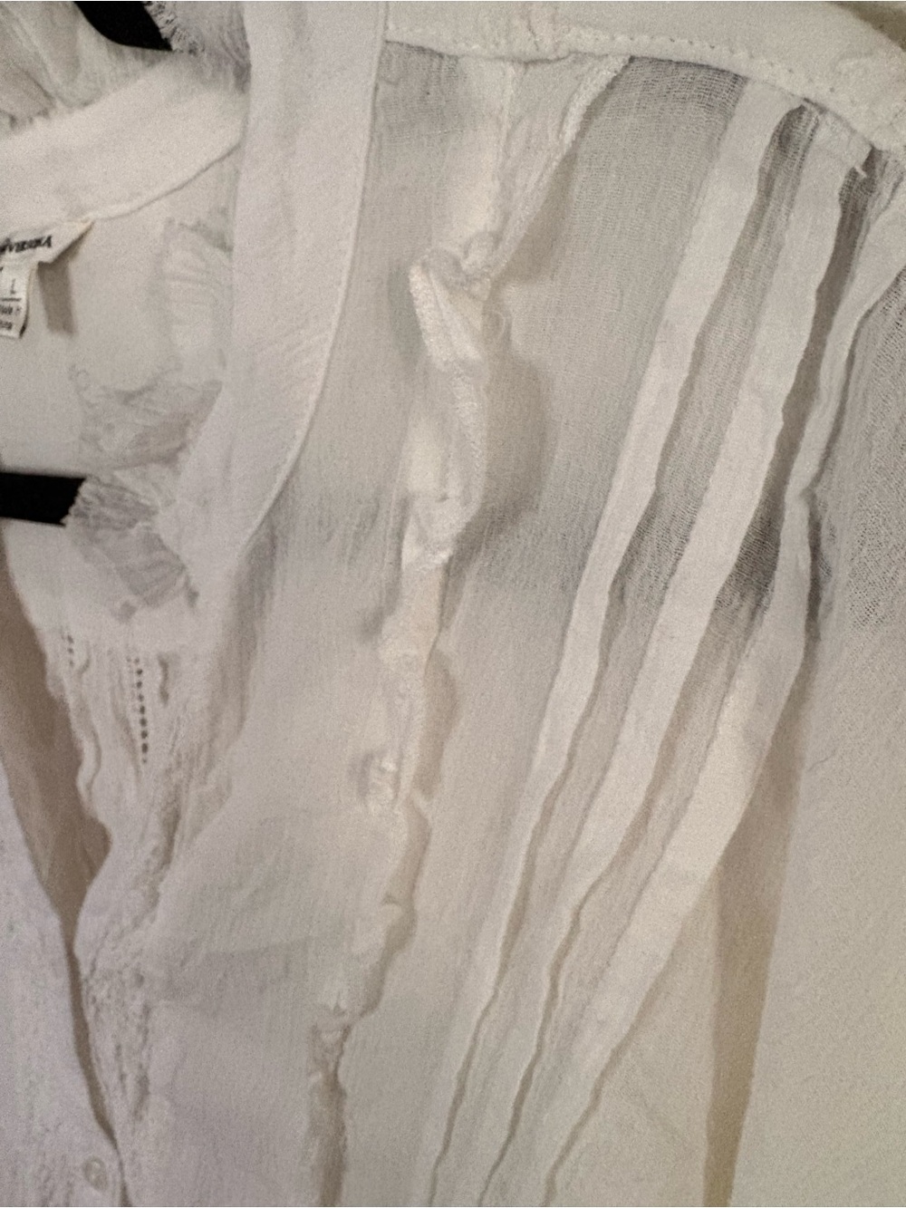 Versona White Ruffled Button-Front Blouse - Picture 9 of 13